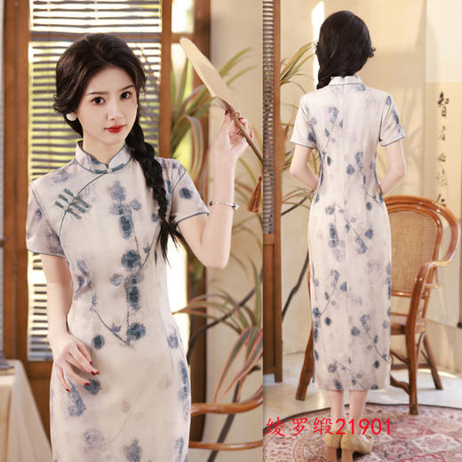 复古改良新中式长款短袖，年轻女士日常旗袍GX-21901 商品图1
