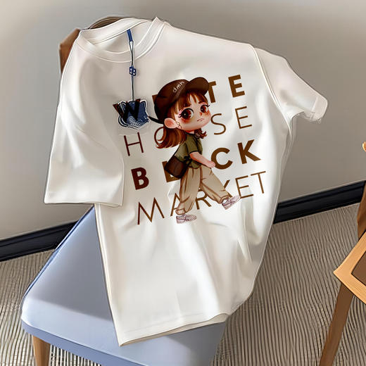 【69.9/任选2件】港风新款重磅纯棉质感短袖t恤女，夏季复古高级感别致漂亮情侣上衣-QQ 商品图13