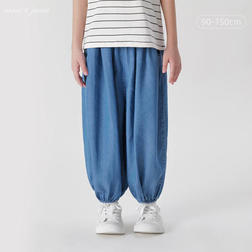 [凉感透气]马克珍妮女童天丝牛仔八分裤防蚊裤儿童裤子夏装240862 商品图0