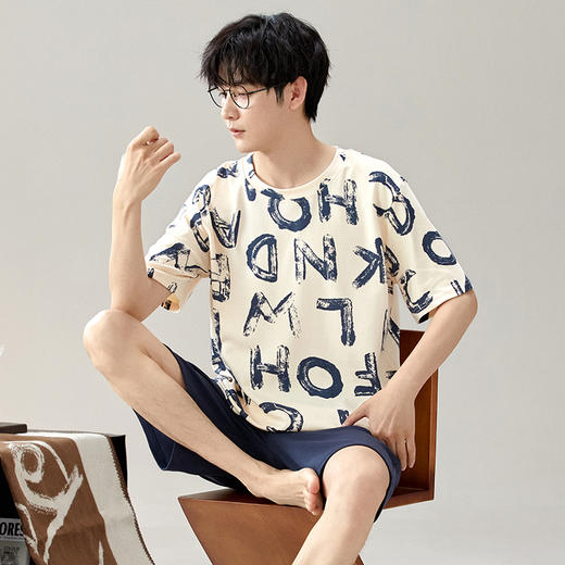 慢醒印花休闲男款家居服-短款 商品图4