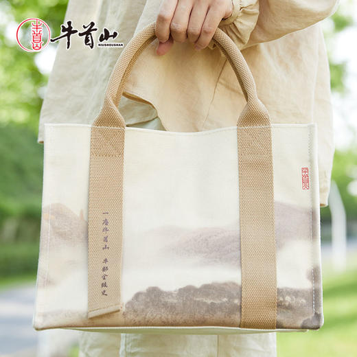 牛首山春望国风帆布袋山水禅意大容量上班通勤包单肩袋购物手提包 商品图2