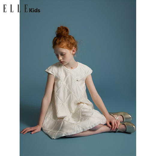 ELLEkids童装 法式泡泡袖肌理连衣裙夏季长裙 商品图2