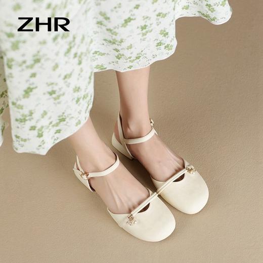 ZHR则则法式包头凉鞋女2024新款时尚百搭优雅气质单凉鞋珍珠甜美 商品图4