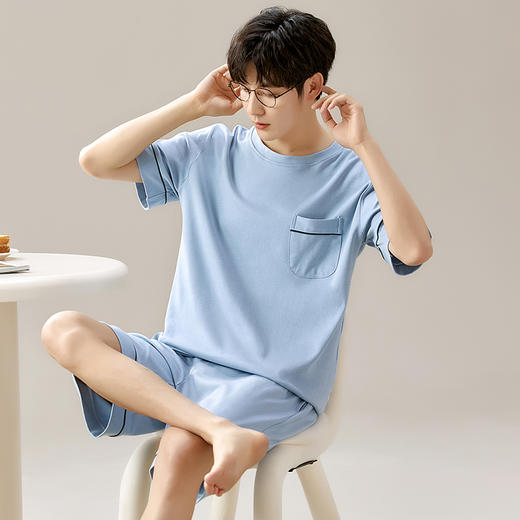 慢醒纯棉素色男款家居服-短款 商品图5