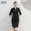 IWY/法式高端连衣裙女气质黑色双排扣西服裙子经理工作服面试装Q1101 商品缩略图2