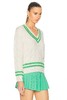 Sporty & Rich - Src Cableknit V-Neck Sweater - Cream/Clean Mint - 上衣 - 奶油色/薄荷色 商品缩略图1