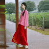 绽放169朵/法国进口粉色织亚麻下摆抽褶挖袋长袖开襟宽松休闲衬衫 商品缩略图2