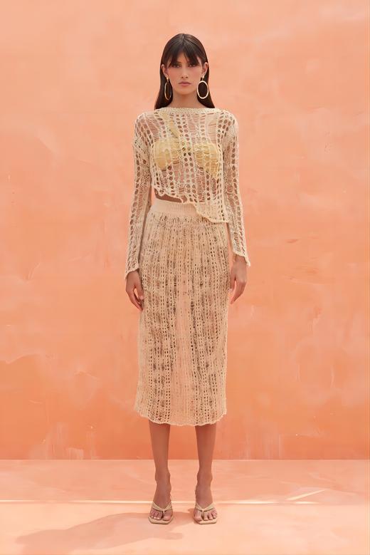 Cult Gaia - Dawson Skirt Crochet Coverup - Champagne - 钩针罩衫 - 香槟色 商品图0