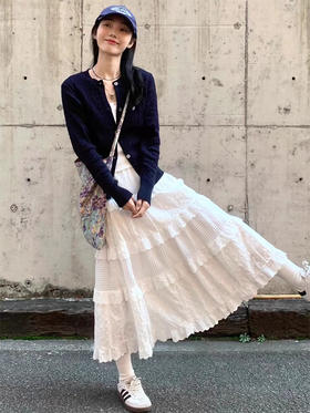 新品【清新优雅，气质蕾丝裙】法式优雅白色蕾丝花边垂感裙，小仙女必备，春夏新款高腰A字中长款，清新田园风气息十足，休闲舒适，温柔垂感，如蓬松的蛋糕！