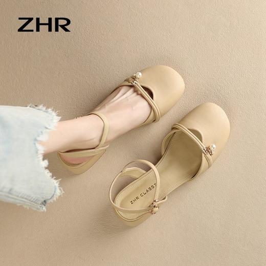 ZHR则则法式包头凉鞋女2024新款时尚百搭优雅气质单凉鞋珍珠甜美 商品图8