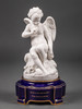独角鹿西洋古董19世纪法国出品帝王蓝釉底座嵌素胎瓷「Cupidon et Psyché 丘比特与普赛克」雕塑一对 商品缩略图2