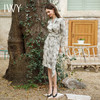 IWY/气质水墨画长袖连衣裙女春秋新中式国风长裙收腰绑带连身裙子Q1072 商品缩略图3