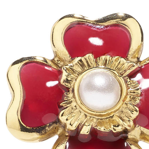 订购4周到｜Goossens Paris-Talisman Trèfle-幸运四叶草 耳钉（草莓红）［法国设计师］ 商品图1