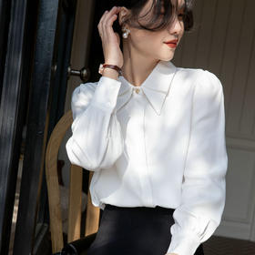 HT-7306白衬衫新款早春韩系时尚泡泡袖休闲职业轻熟风长袖衬衣