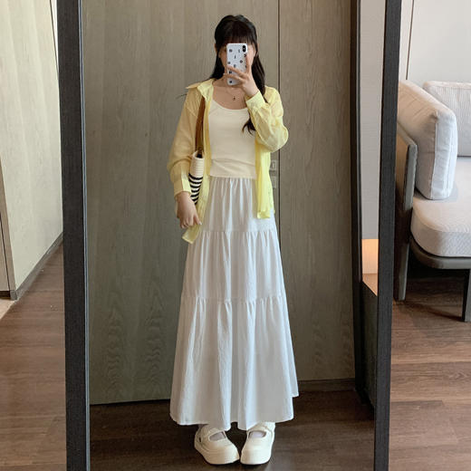 【初夏微凉，百搭舒适！】柔软温柔，高腰拉长身材，优雅显瘦。韩系氛围感，清冷自带气质，舒适无勒感，冰丝皱长裙，夏季小仙女必备！ 商品图1