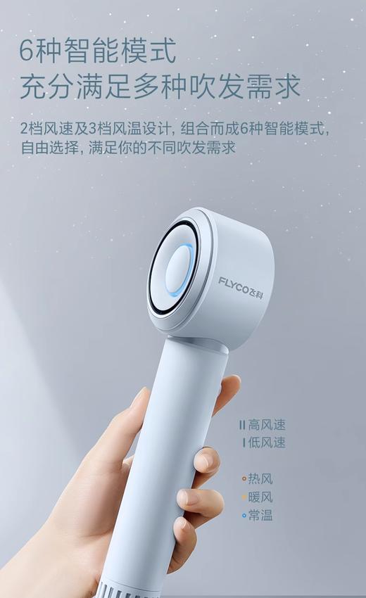 飞科高速吹风机家用负离子护发电吹风筒大风力速干 商品图3