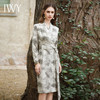 IWY/气质水墨画长袖连衣裙女春秋新中式国风长裙收腰绑带连身裙子Q1072 商品缩略图1