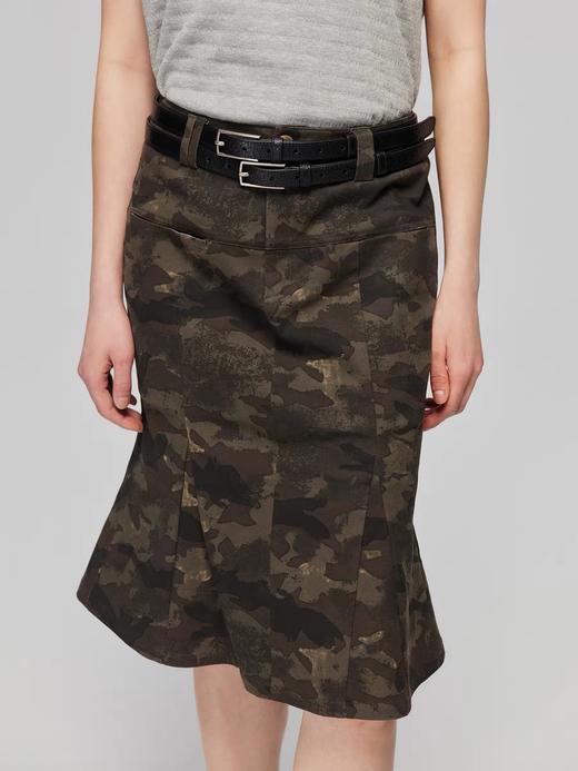 Simple Project/K24104/棉感迷彩修身分割插片鱼尾半裙 商品图0