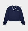 Sporty & Rich - Prince Health Embroidered V-Neck Sweater- Navy / White - 卫衣 - 深蓝/白 商品缩略图0