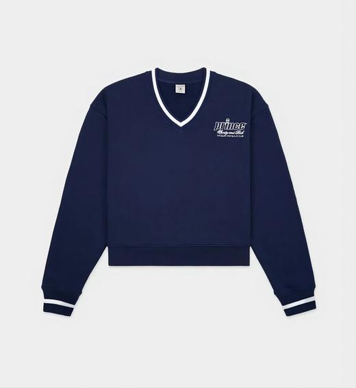 Sporty & Rich - Prince Health Embroidered V-Neck Sweater- Navy / White - 卫衣 - 深蓝/白 商品图0