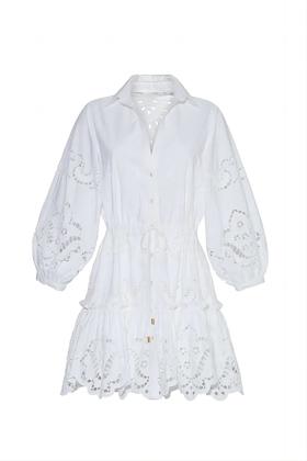Cara Cara  - Robin Dress-White - Embroidered Eyelet White - 连身裙 - 白色