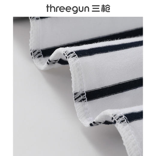 Threegun三枪 彩条冰泉棉印花圆领八分袖女衫-24380A011 商品图3