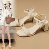 ZHR则则一字带粗跟凉鞋女2024夏季新款休闲百搭时装凉鞋通勤单鞋 商品缩略图1