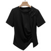 2024新款设计感黑色短袖t恤女夏季不规则新中式国风盘扣洋气上衣   JW-R6586 商品缩略图4