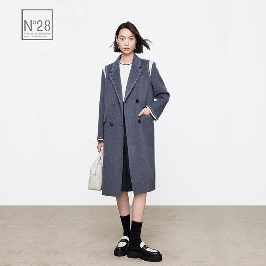 N°28 冬季设计师冬款女士外套双面毛呢女士中长款大衣8351D580  商品图1