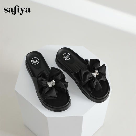 Safiya/索菲娅2024夏季厚底水钻蝴蝶结休闲拖鞋 SF42110042 商品图7