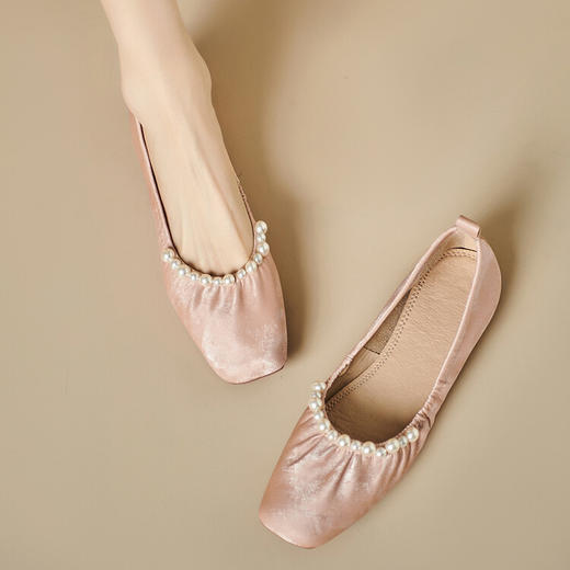 【预售5天】巨软豆豆鞋新中式国风，珍珠牛皮浅口单鞋YS&YSD4028-1 商品图1