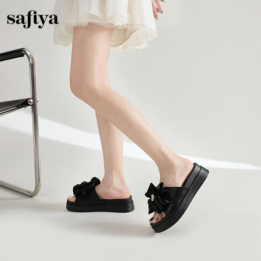 Safiya/索菲娅2024夏季厚底水钻蝴蝶结休闲拖鞋 SF42110042 商品图3