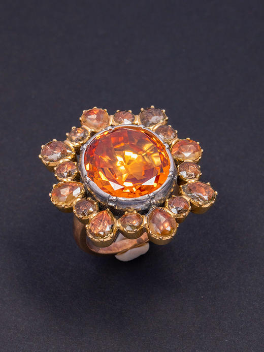 独角鹿西洋古董1780年代葡萄牙出品巴洛克风格银嵌帝王托帕石珠宝套件 （含戒指/项链/胸针/耳环） 商品图2