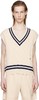 Sporty & Rich - Src Cableknit Vest - Cream/Navy - 背心 - 奶油色/深蓝色 商品缩略图1
