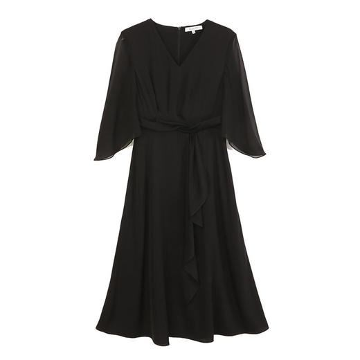 玳莎真丝V领连衣裙2024年夏季新款轻奢气质收腰显瘦桑蚕丝小黑裙  EB35303 商品图4