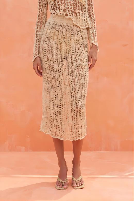 Cult Gaia - Dawson Skirt Crochet Coverup - Champagne - 钩针罩衫 - 香槟色 商品图2