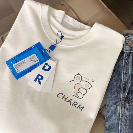 「49.9元包邮！几十款可选」2024新款宽松简约风正肩女上衣服 夏季女装纯棉短袖T恤女 商品图1