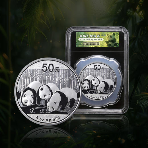 【熊猫币】2013年熊猫5盎司纪念银币·封装评级版 商品图0