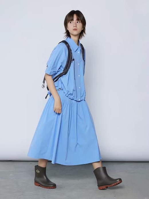 步履不停/4B41096C/复古百搭防蚊天蓝色松紧腰A字半裙伞裙 商品图3