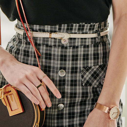 欧芮儿高腰显瘦格子半身裙女2022新款夏季中长款气质百搭A字裙ins 商品图1