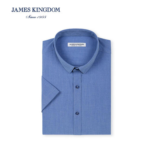 占姆士男士高端短袖衬衫男夏季新款弹力免烫商务休闲纯色衬衫男 商品图1