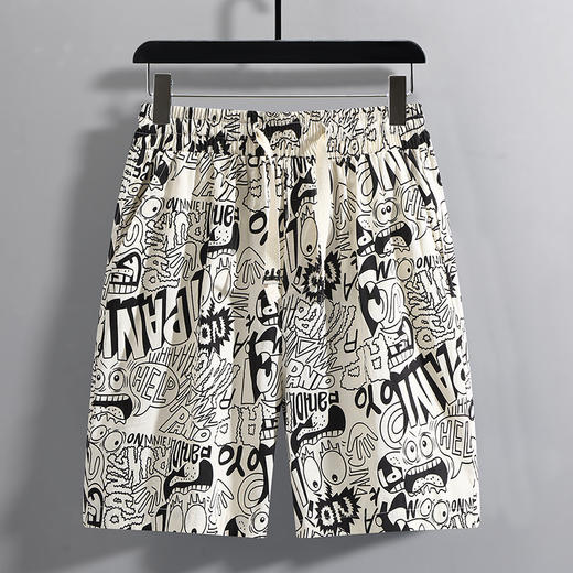 【超大码】【新款DFF】卡通涂鸦纯棉短裤男夏季薄款加肥加大过膝宽松直筒沙滩裤潮牌男裤五分裤 商品图2