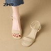 ZHR则则一字带粗跟凉鞋女2024夏季新款休闲百搭时装凉鞋通勤单鞋 商品缩略图5