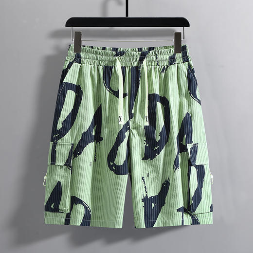 【超大码】【新款DFF】潮牌夏季纯棉宽松细条纹加肥加大码工装短裤透气沙滩裤男休闲外穿五分裤胖子 商品图2