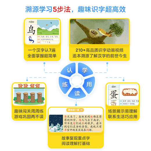 《识字真有趣-升级版》一套适合3-8岁儿童、零基础识字的，有学习规划、视频讲解、学后练习的低价识字产品 商品图2