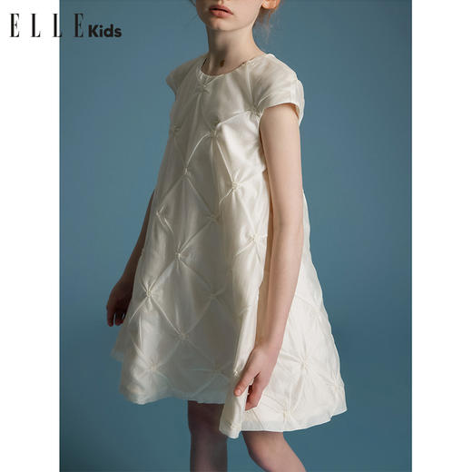 ELLEkids童装 法式泡泡袖肌理连衣裙夏季长裙 商品图1