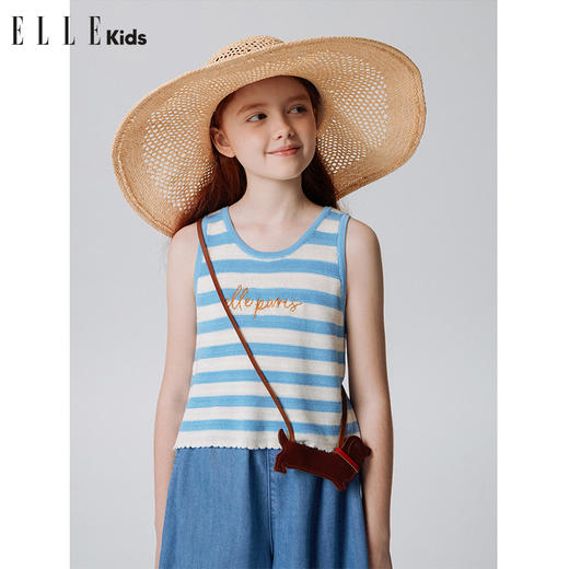 ELLEkids童装 法式钩针绣花条纹背心 商品图2