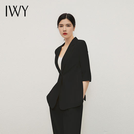IWY/黑色西装宽松西服外套七分袖显瘦休闲时尚慵懒风高级阔腿裤装C13512+P33512 商品图4