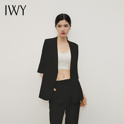 IWY/黑色西装宽松西服外套七分袖显瘦休闲时尚慵懒风高级阔腿裤装C13512+P33512 商品图2