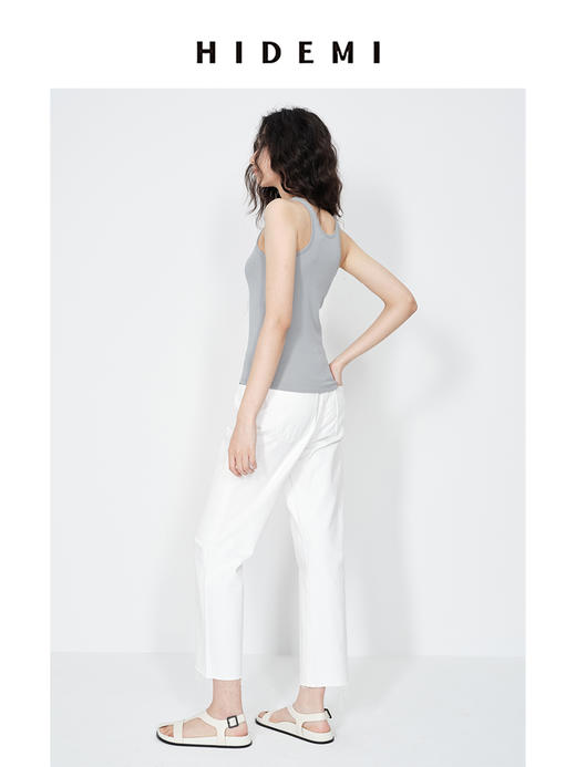 HIDEMI 圆领弹力高密坑条针织透气感背心 商品图5